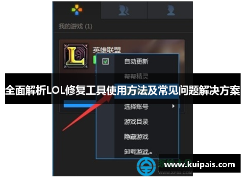 全面解析LOL修复工具使用方法及常见问题解决方案